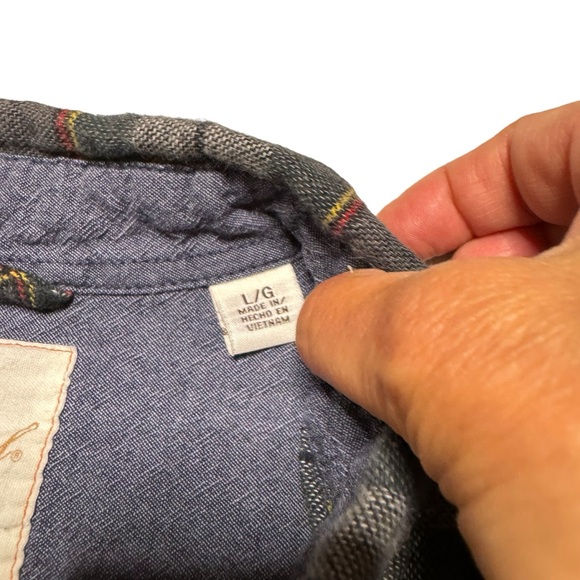 Weatherproof Vintage Men's Blue Green White Tartan Button-Down Plaid Size Large - Picture 5 of 8